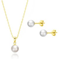 18k Gold Plated Shell Pearl Set