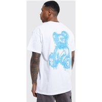 Camiseta Regular Con Estampado Gráfico De Osito, Blanco