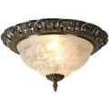 Searchlight 7045-13 Flush Ceiling Light In Antique Brass With Glass Diffuser