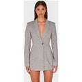Grey Structured Long Sleeve Blazer Dress