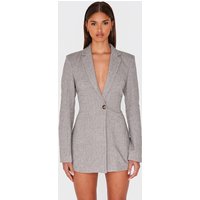 Grey Structured Long Sleeve Blazer Dress