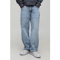 Relaxed Fit All Over Clear Rhinestone Embellished Jeans, Azul