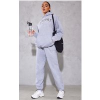 PLT Grey Marl Sport Print Oversized Joggers