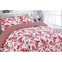 Ellie Leaf Polycotton Duvet Cover Set - Reversible, Machine Washable, 4 Sizes, Modern Leaf Print | Wowcher