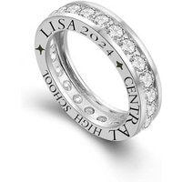 Sterling Silver Cubic Zirconia Personalized Birthstone Engraving Class Ring