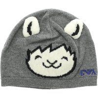 Emporio Armani cappello grigio neonato con patch in misto lana