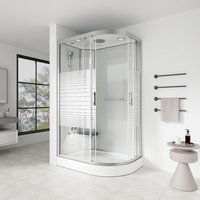 Home Deluxe Cabina doccia con cascata e massaggio dorsale WHITE PEARL - 120 x 80 cm Right
