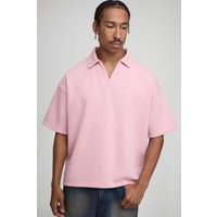 Oversized Boxy B Embroidered Short Sleeve Rugby Polo, Azul