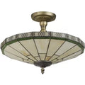 Searchlight 4417-17 New York 2 Light Tiffany Glass Semi Flush Ceiling Light In Bronze