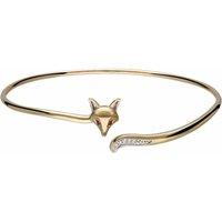 Gardenia Ruby & White Sapphire Fox Bangle In 9ct Yellow Gold