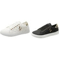 Black Women's Quilted Lace-Up Skate Sneakers - 5 Sizes, 2 Colours | Wowcher