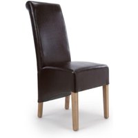 2 x Krista Bonded Brown Leather Roll Back Dining Chair