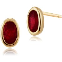 Classic Oval Ruby Stud Earrings in 9ct Yellow Gold