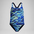 Maillot de bain Fille Hyperboom Medalist imprimé bleu/vert