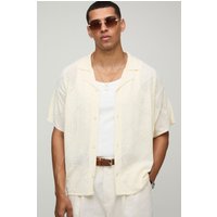 Camisa Recta De Punto Con Retazos Pour Homme, Cream