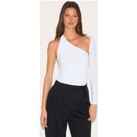 White One Shoulder Asymmetric Bodysuit