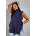 Womens Open Side Sleeveless Knitted Jumper - navy - L/XL, Navy
