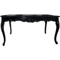 Casa Padrino Barock Esstisch Schwarz mit Glasplatte - Esszimmer Tisch - alle GrÃ¶ssen