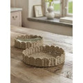 Two Scalloped Woven Trays - Round
