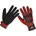 Sealey Cut and Impact Resistant Work Gloves Black / Red XL Pack of 1