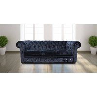 Modena Black Velvet Fabric Chesterfield Crystal Diamond 3 Seater | DesignerSofas4U