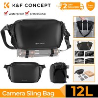 K&F CONCEPT 12L/10L Camera Sling Bag Waterproof Travel Photography Shoulder Bag For Canon Sony DSLR Camera Case Tripod Holder