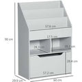 Kids Wooden Bookshelf with Drawer & Wheels - Grey, Space-Saving Toy Storage | Wowcher