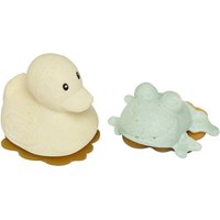 Hevea Squeeze''N''Splash Badspeelspeeltje - Rubberduck & Frog Set - Sand & Sage | Badspeelgoed en Badspeeltjes uit Natuurrubber - Default Title