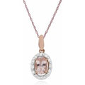 Classic Oval Morganite & Diamond Halo Pendant in 9ct Rose Gold
