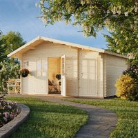 Palmako Emma 4.7m x 3.5m Log Cabin Summerhouse with Shed (34mm)