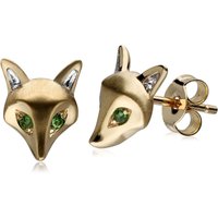 Gardenia Tsavorite Fox Earrings In 9ct Yellow Gold