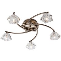 Firstlight 8365AB Clara 5 Light Flush Ceiling Light with Glass Shade
