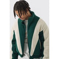 Chaqueta Recta De Forro Polar Con Colores En Bloque Y Cuello Alto En Verde, Verde