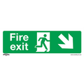 Worksafe Safe Conditions Safety Sign - Fire Exit (Down Right) - Rigid Plastic
