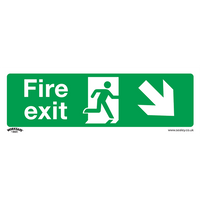 Worksafe Safe Conditions Safety Sign - Fire Exit (Down Right) - Rigid Plastic