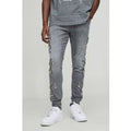 Skinny Fit Snake Embroidery Chain Jeans, Gris