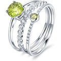 1.35ct Natural Green Peridot Sterling Silver Birthstone Stackable Rings