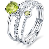 1.35ct Natural Green Peridot Sterling Silver Birthstone Stackable Rings