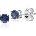 Classic Round Light Blue Kanchanaburi Sapphire Stud Earrings in 9ct White Gold 3.5mm