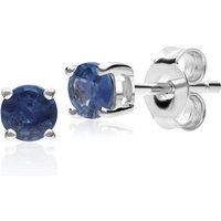 Classic Round Light Blue Kanchanaburi Sapphire Stud Earrings in 9ct White Gold 3.5mm