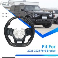 100% Real Carbon Fiber Steering Wheel for Ford Bronco 2021+ Flat Bottom Perforated Leather Grip 3k Carbon Steering Wheel Upgrade