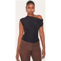 Black Slinky Backless Asymmetric Long Top