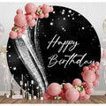 Sliver Glitter Star Night Sky Round Birthday Backdrop - Aperturee