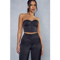 Womens Satin Structured Corset Top - black - 6, Black