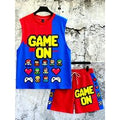 Men's 2-Piece Loose Fit Sleeveless Tank & Shorts, "Game On" Pixel Print Comfort Summer Outfit