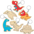 Dinosaur Wooden Keyrings (Pack of 10) Wood Craft Kits For Kids