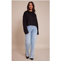 Petite Light Blue Wash Ripped Split Hem Straight Leg Jeans
