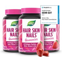 Hair Skin Nails Gummies I 4in1 mit 2500 µg Biotin, Zink, Kollagen, Silizium I Erdbeer-Geschmack I ohne Gelatine I 60 Stk