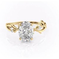Sterling Silver with Yellow Gold Plated Moissanite Ring