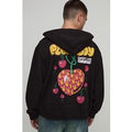 Black Oversized Boxy Playboy License Printed Zip Through Hoodie, Negro